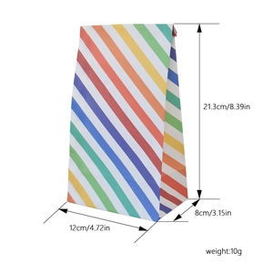 Regenboog gestreepte kraftpapier voedselzak voor verpakking, maat 12x8x21,3 cm