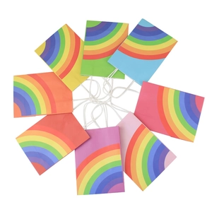Bulk set of 8 colorful rainbow kraft paper gift bags with white twisted handles
