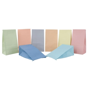 Set of 8 colorful square bottom oil-proof kraft paper bags for food and gift packaging