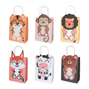Cartoon Tier Geschenktüten Löwe Tiger Affe Kuh Bär Fuchs Party Papierbeutel Mit Griffen Für Kinder Geburtstag Feier