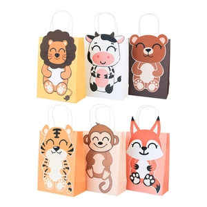6er-Set Cartoon-Geschenktüten mit Tierboxen wie Löwe und Tiger für Kinderpartys