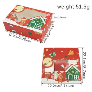 Christmas gingerbread cookie box with window, red reindeer gift box 22.3x15.3x7cm