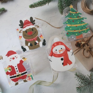 Boîtes à muffins de Noël transparentes en PVC avec Père Noël, Renne et Bonhomme de neige