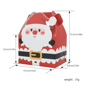 Christmas Santa Claus gift box with handle and dimensions 15.2x11.5x8.6cm on white background