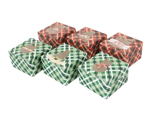 Detailed set of Christmas gift boxes with PVC windows featuring festive character cutouts