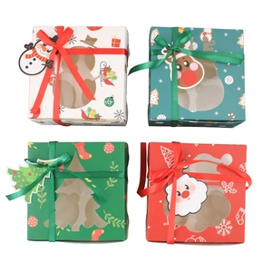 Christmas Cupcake Packaging Boxes With Inserts White Cardboard Windowed Muffin Gift Case For Holiday Baking Party Favors