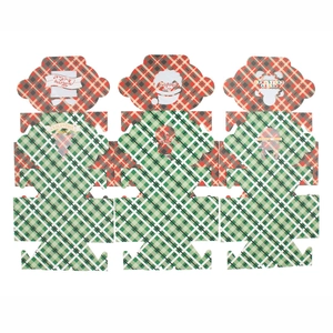 Three-pack Christmas plaid gift boxes with PVC windows featuring festive holiday designs