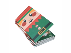 Details von Weihnachtskarten mit süßen Elfenmotiven auf hochwertigem dickem Papier