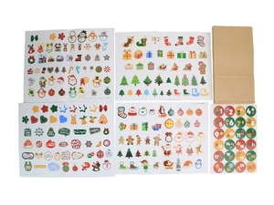 DIY Christmas kraft paper gift bags set with festive stickers and advent calendar numbers