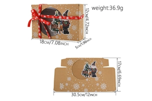Kraft Christmas paper box with transparent PVC window and festive Santa Claus patterns