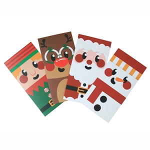 Weihnachtsgrusskarten Mit Umschlägen Und Aufklebern Cartoon Weihnachtsmann Schneemann Rentier Elfe Papier Feiertagsbotschaft