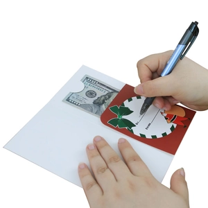 Cartoon Weihnachtskarte mit Weihnachtsmann Motiv, rotem Umschlag und Schreibplatz