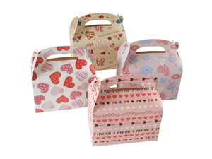 Valentine's Day gift boxes with heart patterns and handles for cookies and sweets