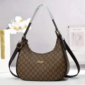 Sac hobo vintage avec imprimé logo et bandoulière marron réglable en similicuir