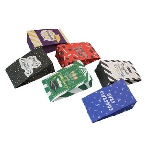 Set of six colorful Graduation gift bags with Congrats Grad prints and flat bottom design
