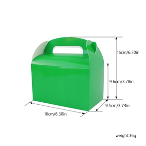 Green candy gift box with handle 16x9.5x16cm for party favors and bakery packaging