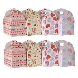 Set of 4 Valentine's Day paper gable boxes with heart and love motifs for gift packing