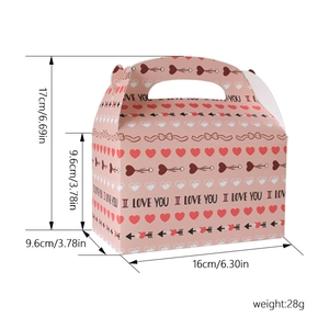 Pink Valentine's Day gift box with hearts and Cupid designs for candies and cakes