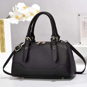 Women Fashion Pebble Grain PU Leather Boston Bag Large Capacity Spliced Handbag Versatile Shoulder Crossbody Bag Gold Hardware