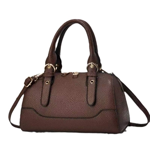 Dark brown pebble leather large capacity pillow bag with adjustable shoulder strap