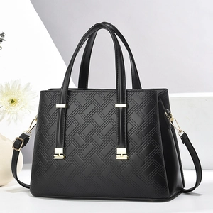 Sac à Main Femme Grande Capacité en Cuir PU Élégant Sac Fourre-tout Gaufré Matériel Doré Bandoulière pour Bureau Quotidien