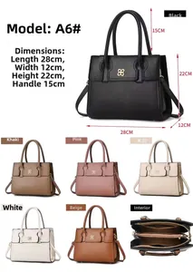 Detail view of large capacity tote bag with internal compartments and size dimensions