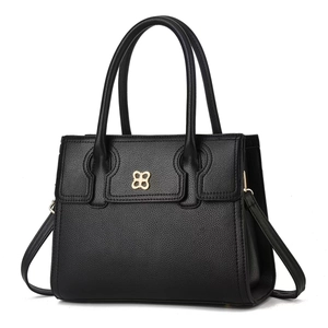 Women Litchi Grain PU Leather Shoulder Bag Large Capacity Handbag With Gold Butterfly Buckle Crossbody Bag For Daily Office