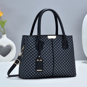Women PU Leather Handbag Retro Checkered Print Large Capacity Crossbody Bag For Mothers Elegant Daily Commuting Fashion