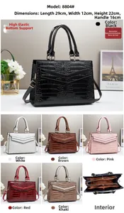 Detailed grid showing crocodile pattern tote colors and internal storage compartments