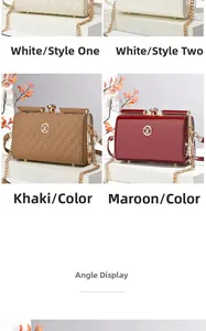 Detailed comparison of quilted and patent leather crossbody bags with gold chain straps