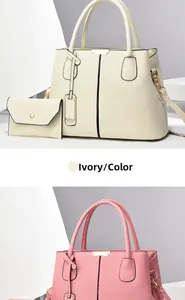 Litchi pattern faux leather tote bag set with matching envelope clutch and gold hardware