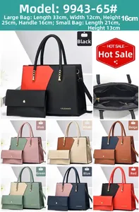 Detail view of large tote bag interior compartments and seven color block options