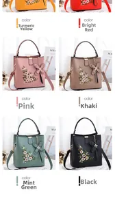 Collage de sacs à main brodés en cuir PU en six couleurs avec pendentifs papillons élégants