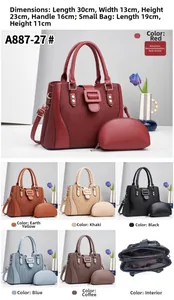 Detailed view of the 2-piece tote bag set with interior compartments and size dimensions