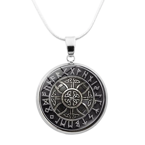 Collar Brújula Vikinga de Odín con Nudo Celta y Colgante de Alfabeto Rúnico