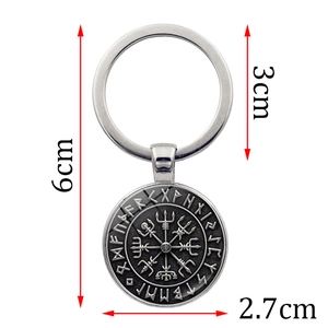 Porte-clés boussole viking avec runes d'Odin, pendentif vintage en alliage, 6cm