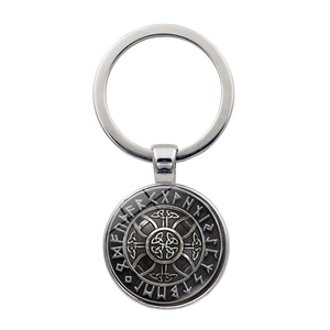 Porte-clés boussole Viking nordique avec runes d'Odin et pendentif nœud celtique