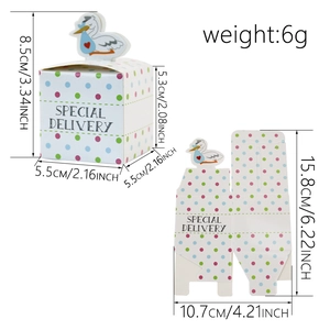 European cartoon duck candy box for baby shower featuring stork delivery design