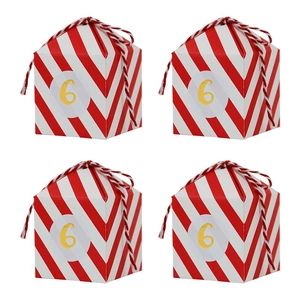 Kerst Adventskalender Snoepdoosjes Rood Wit Gestreepte Papieren Geschenkdoos Met Goudstempelen Aftelnummers Stickers Katoenen Touw Feestartikelen