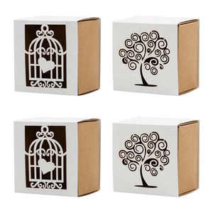 Laser Cut Paper Candy Boxes Birdcage Tree Heart Pattern Wedding Favor Gift Box Kraft Paper Drawer Style Packaging