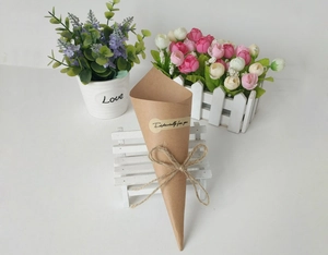 Brown kraft paper cone gift wrap with jute twine and Especially for you sticker