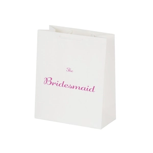 Wedding Gift Bags White Cardstock Paper Handle Bags The Bride The Bridesmaid Pink Script Lettering Party Favors Souvenir