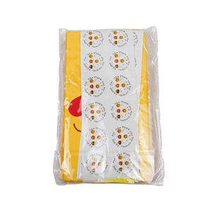 Yellow emoji paper gift bags set with thank you stickers for party snacks and favors