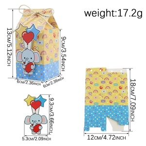 European style cartoon gift box with elephant balloon card for wedding and party favors