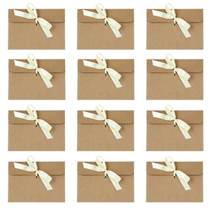 European kraft paper envelope set with elegant cream white bow ribbons for greeting cards