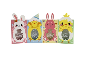 Cajas de regalo de Pascua con conejos de dibujos y ventanas en un set de 4