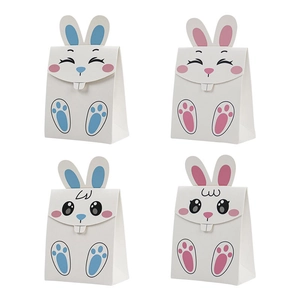 Boîte à Bonbons Lapin de Pâques Oreille 3D Sac Cadeau en Papier Boîtes de Fête pour Friandises Emballage DIY