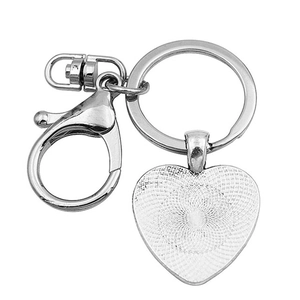 Minecraft pixel heart pendant keychain with metal lobster clasp and engraved grid texture