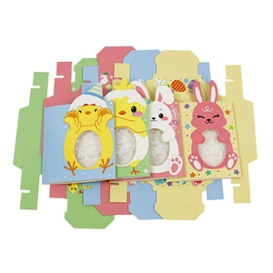 Cajas de dulces de Pascua con diseños de pollitos y conejos y ventana transparente