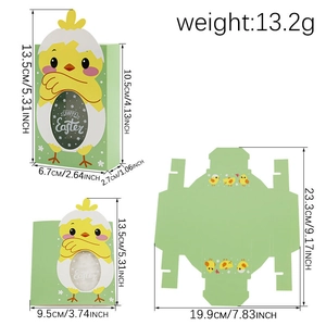 Caja de regalo de Pascua en papel con motivo de pollito y texto Happy Easter verde